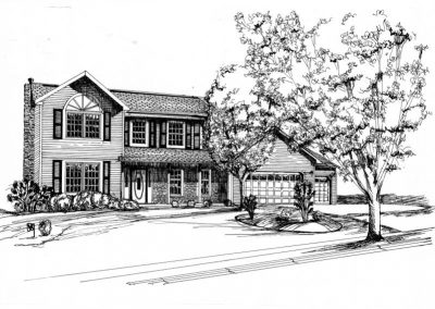 Hand drawn renderings of residential properties
