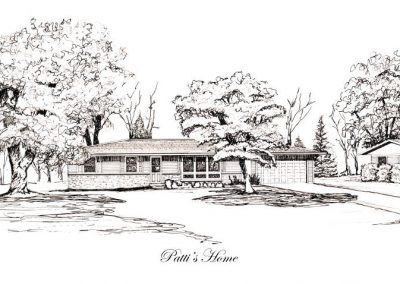 Hand drawn renderings of residential properties