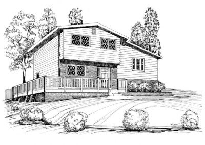 Hand drawn renderings of residential properties